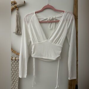12th Tribe White Long Sleeve Blouse